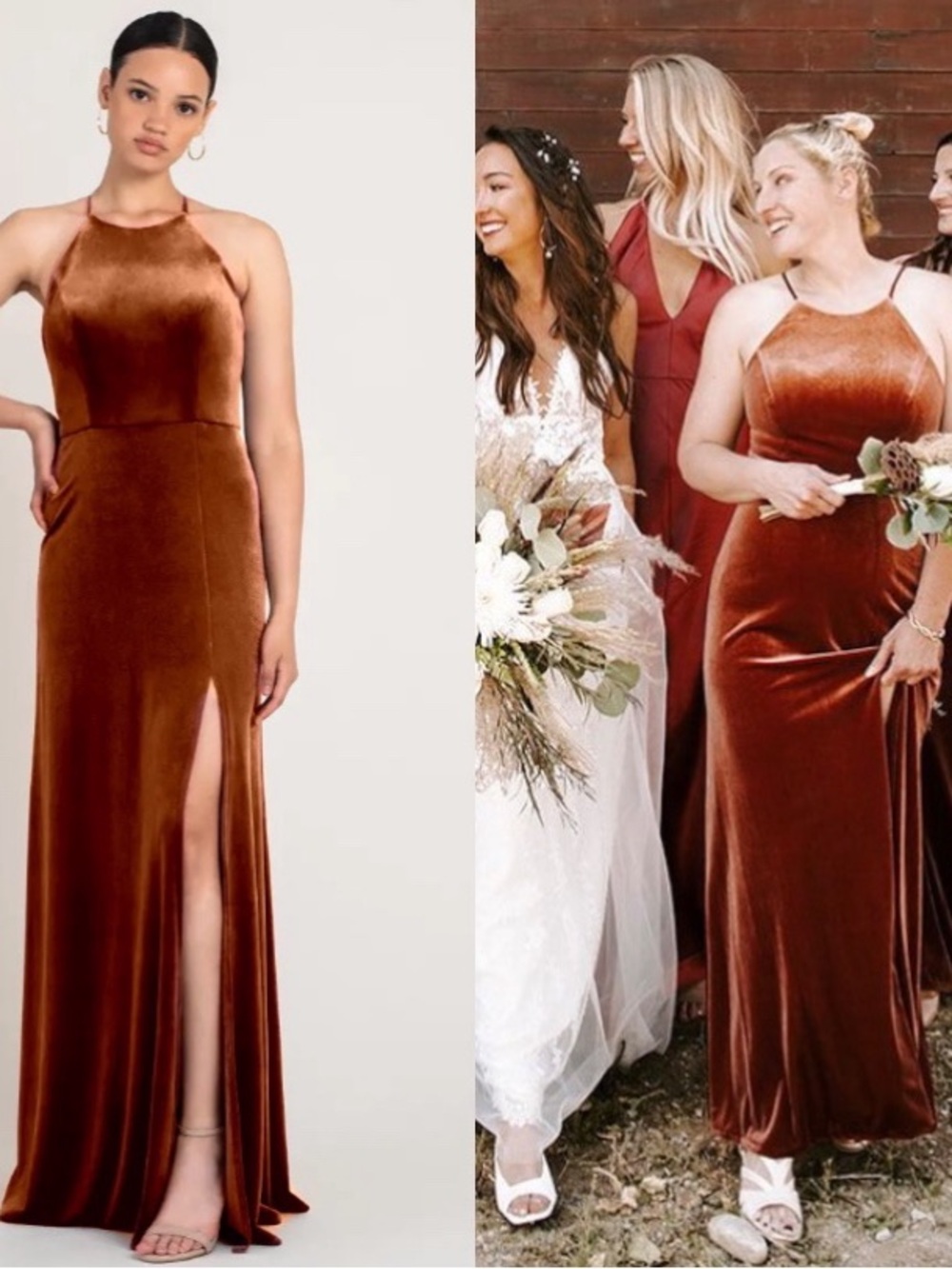 Jenny Yoo Dominique Velvet Maxi Dress in English Rose